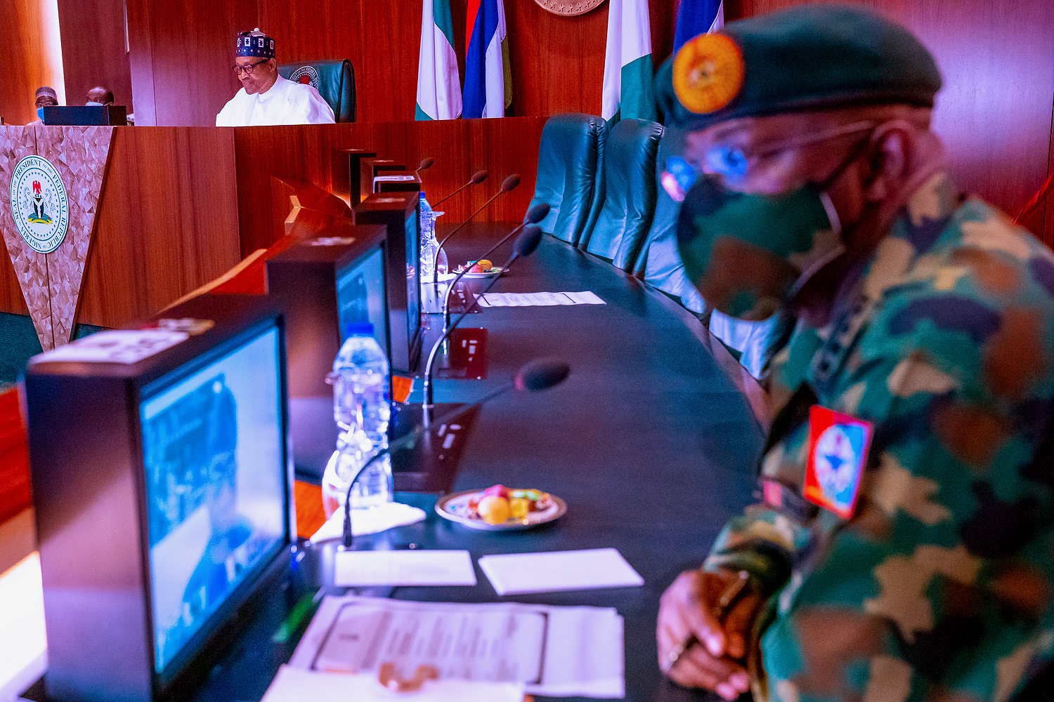 PHOTOS: Buhari in virtual meeting with former Heads of State