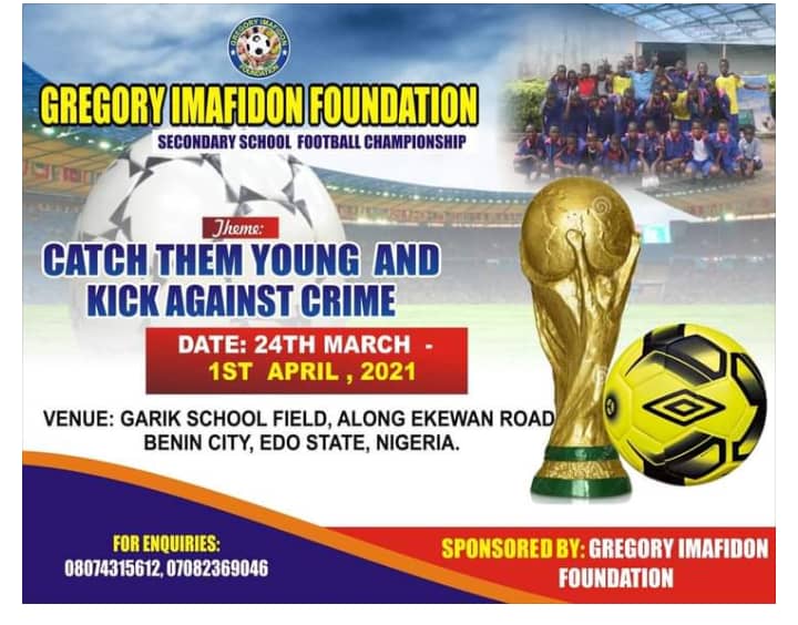 22 schools compete for 4th Gregory Imafidon youth football tourney